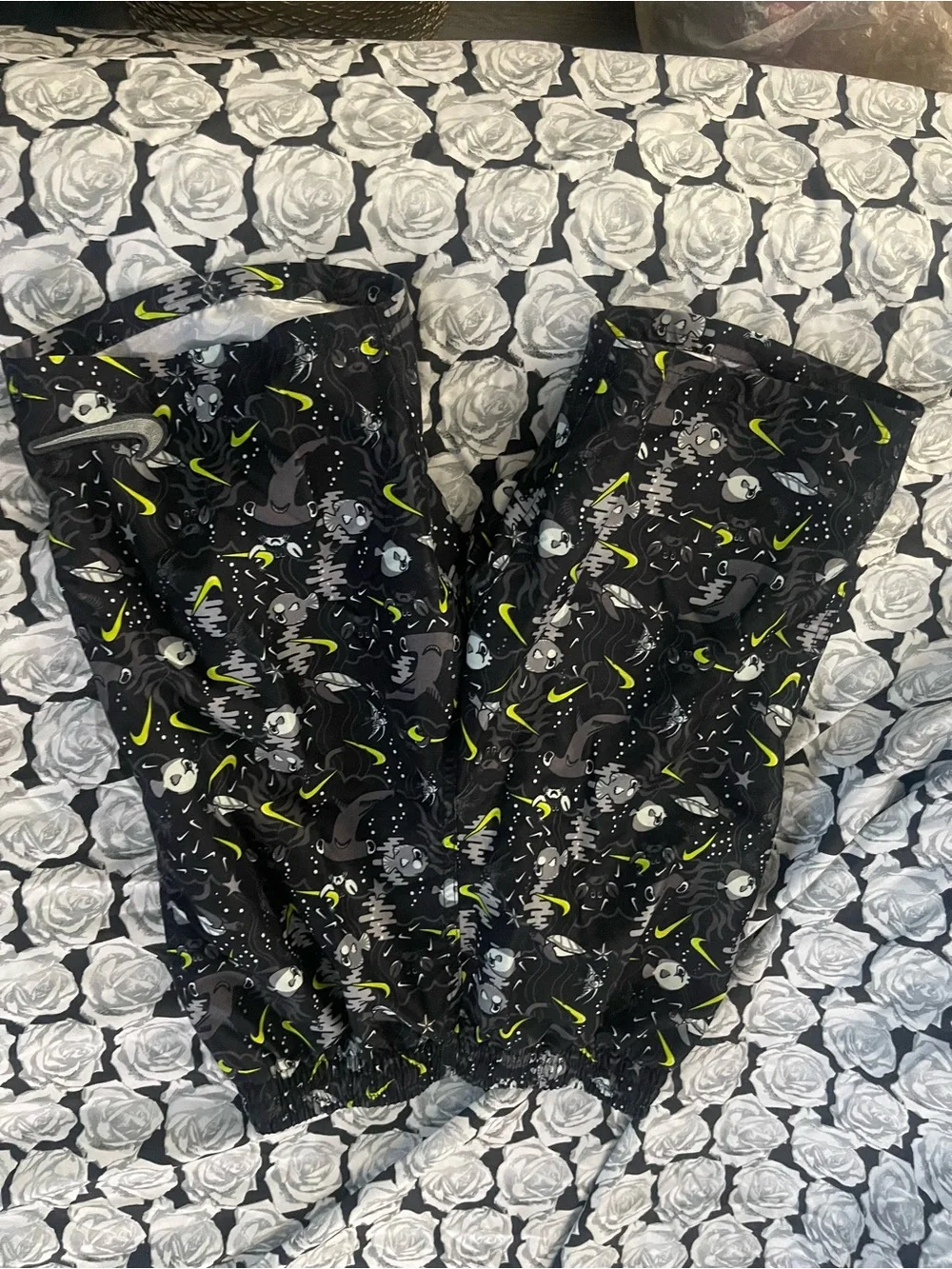 Nike Black and Neon Yellow Kids' Athletic Shorts